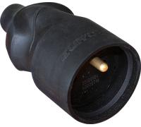 Fiche femelle étanche caoutchouc 2P+T 16 A Sortie droite noire - EUROHM - 61056