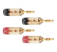 Fiche haut-parleur mâle, droit Oehlbach 3030 or, rouge, noir 4 pc(s)