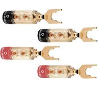 Fiche haut-parleur mâle, droit Oehlbach 3033 or, rouge, noir 4 pc(s)