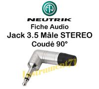Fiche Jack 3,5 Mâle STEREO Coudé NEUTRIK NTP3RC Connections à Souder