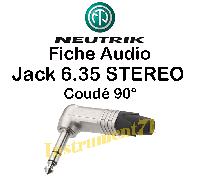 Fiche Jack 6.35 Mâle MONO COUDE 90° marque NEUTRIK NP3RX NP3RCS