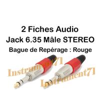 Fiche Jack 6,35 Stéréo Mâle Couleur de Repérage Rouge Connections à Souder