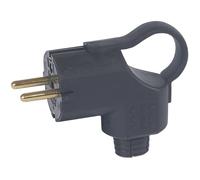 Stekker 2P+T zwart haaks