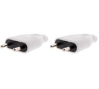 Fiche mâle 2P 6A latérale - blanc - Zenitech (Lot de 2)