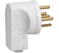 Fiche 3P+N+T 32A à sortie latérale par embout avec serre-câbles