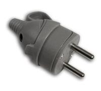 Zenitech - Fiche Électrique Mâle à Raccorder 16A 2P+T avec Anneau et Ergot - Idéale pour Branchement Sécurisé - Compatible Normes NF - Usage Domestique - Gris