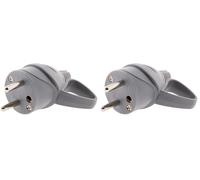 Fiche mâle anneau + ergot -16A 2P+T - gris - Zenitech (Lot de 2)