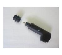 Fiche mâle coudée 12V 12 mm + adaptateur 21 mm