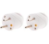 Fiche mâle coudée 16A 2P+T - blanc - Zenitech (Lot de 2)