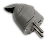 Fiche mâle coudée 16A 2P+T - gris - Zenitech
