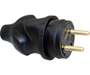 Fiche mâle étanche caoutchouc 2P+T 16 A Sortie droite noire - EUROHM - 61055