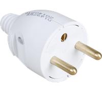 Fiche mâle portefeuille 2P+T 16 A droite blanche - EUROHM - 61020