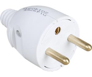 Fiche mâle portefeuille 2P+T 16 A droite blanche - EUROHM - 61020