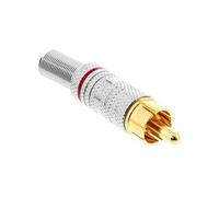 Fiche mâle rca en métal à souder, argent, anneau rouge, pour câble de 6mm