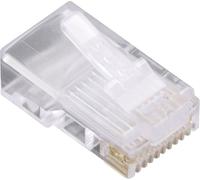 Fiche modulaire mâle pour câble rond BEL Stewart Connectors 1400-1000-06 RJ48 mâle, droit Pôle: 10P10C transparent