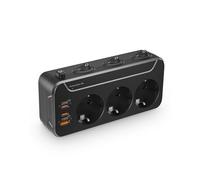 Fiche Multiprise Triplite, Prise Multiple Murale avec Interrupteur Individuel, Bloc 3 Prises Frontales avec USB C et Chargeur PD20W, Parafoudre Triplette Electrique Encastrée, Sécurité Enfant, Noir