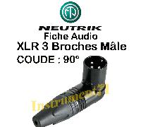 FICHE NEUTRIK XLR MALE 3 Broches Coudé 90° NEUTRIK COULEUR NOIR NC3MRXBAG
