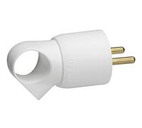 Fiche plastique 2P+T 16A à anneau - blanc