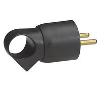 Fiche plastique 2P+T 16A à anneau - noir