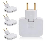 Fiche Plate, Multiprise Multiple avec 3 Adaptateurs, 4 Pièces Adaptateur Prise Plat avec Joint Rotatif à 180°, Adaptateur EU vers USA Prise Multiple pour Prise de Courant pour Maison, Bureau, Voyage