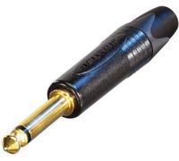 Fiche professionnelle 1/4" à 2 broches, contacts dorés, boîtier noir