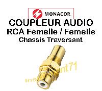 Fiche RCA Chassis Contacts Plaqué OR Traversante Vissable Repérage Blanc