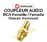 Fiche RCA Chassis Contacts Plaqué OR Traversante Vissable Repérage Jaune