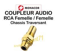 Fiche RCA Chassis Contacts Plaqué OR Traversante Vissable Repérage Noir