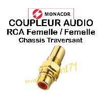 Fiche RCA Chassis Contacts Plaqué OR Traversante Vissable Repérage Rouge