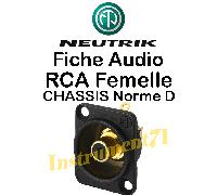 Fiche RCA Femelle Chassis reperage Noir Marque Neutrik réference NF2DB0