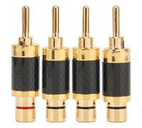 Fiche RCA mâle avec anneau de couleur, plaquée or et résistante à la corrosion, pour amplificateurs et systèmes audio surround. Excellente