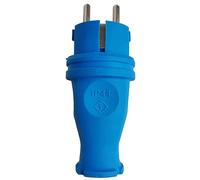 Fiche Schuko en caoutchouc 16 A 230 V Uni-Schuko - Fiche droite - Fiche de contact de protection - Fiche d'alimentation avec raccord à vis - Bleu - IP44 - Convient pour l'extérieur