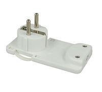 Fiche Schuko plate peu encombrante 16 A 250 V, sortie câble à 90 degrés, design ultra plat et compact pour espaces étroits, dimensions 95 x 48 mm (blanc)