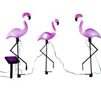 Fiche solaire de jardin Flamingo - Set de 3 - Figure de décoration de jardin avec éclairage LED