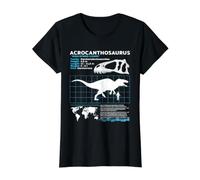 Fiche Technique Acrocanthosaurus Fact Sheet T-Shirt Graphique avec Valeur, Femme, Noir, L