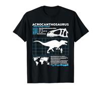 Fiche Technique Acrocanthosaurus Fact Sheet T-Shirt Graphique avec Valeur, Homme, Noir, L