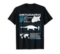 Fiche Technique Ankylosaurus Fact Sheet T-Shirt Graphique avec Valeur, Homme, Noir, S
