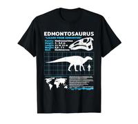 Fiche Technique Edmontosaurus Fact Sheet T-Shirt Graphique avec Valeur, Homme, Noir, XL