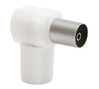 Fiche TV Coaxial 9.52mm Coudée Femelle Antiparasitage Blanc