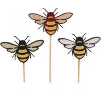 Fiches abeilles en bois Fiches décoratives Abeille Fiches fleurs Couleurs naturelles 34cm Set de 12 pièces
