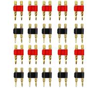 Fiches banane à écrou de 4MM, connecteur plaqué or 24K avec verrouillage à vis for prises de haut-parleur Audio, noir et rouge, 20 pièces(Qx20)
