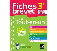 Fiches brevet Le tout-en-un du Brevet 2024 - 3e (toutes les matières): français, maths, histoire-géographie EMC, SVT, physique-chimie, technologie