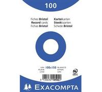 Exacompta Fiches bristol 10×15 cm – Blanc uni, non perforées, lot de 100, papier épais