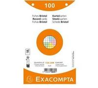 Fiches bristol - 125x200mm - Petits carreaux - Perforées - Couleurs assorties - Lot de 100 - Exacompta