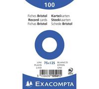 Fiches Bristol - 7,5x12,5cm - Blanc - Uni - Non Perforées - Lot De 100 - Papier Épais - Exacompta