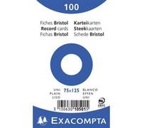 Fiches bristol - 7,5x12,5cm - Blanc - Uni - Non perforées - Lot de 100 - Papier épais - Exacompta