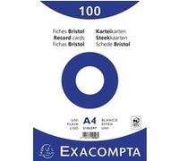 Fiches bristol - A4 - Blanc - Unie - Non perforées - Lot de 100 - Papier épais - Exacompta Blanc G