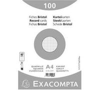 Fiches bristol - A4 - Petits carreaux - Non perforées - Blanc - Lot de 100 - Exacompta Blanc G