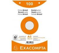 Exacompta Fiches bristol A5 14,8x21 cm Petits carreaux 5x5 Perforées 4 couleurs Lot 100 Papier épais