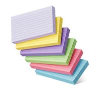 Fiches Bristol A6 Lignées, Carehabi 360 Flashcards 12.7x7.6cm pour Entraînement au Vocabulaire, Formules et Bureau Notes Classeur Fiche Bristol en 6 Couleurs Cartes d’Index